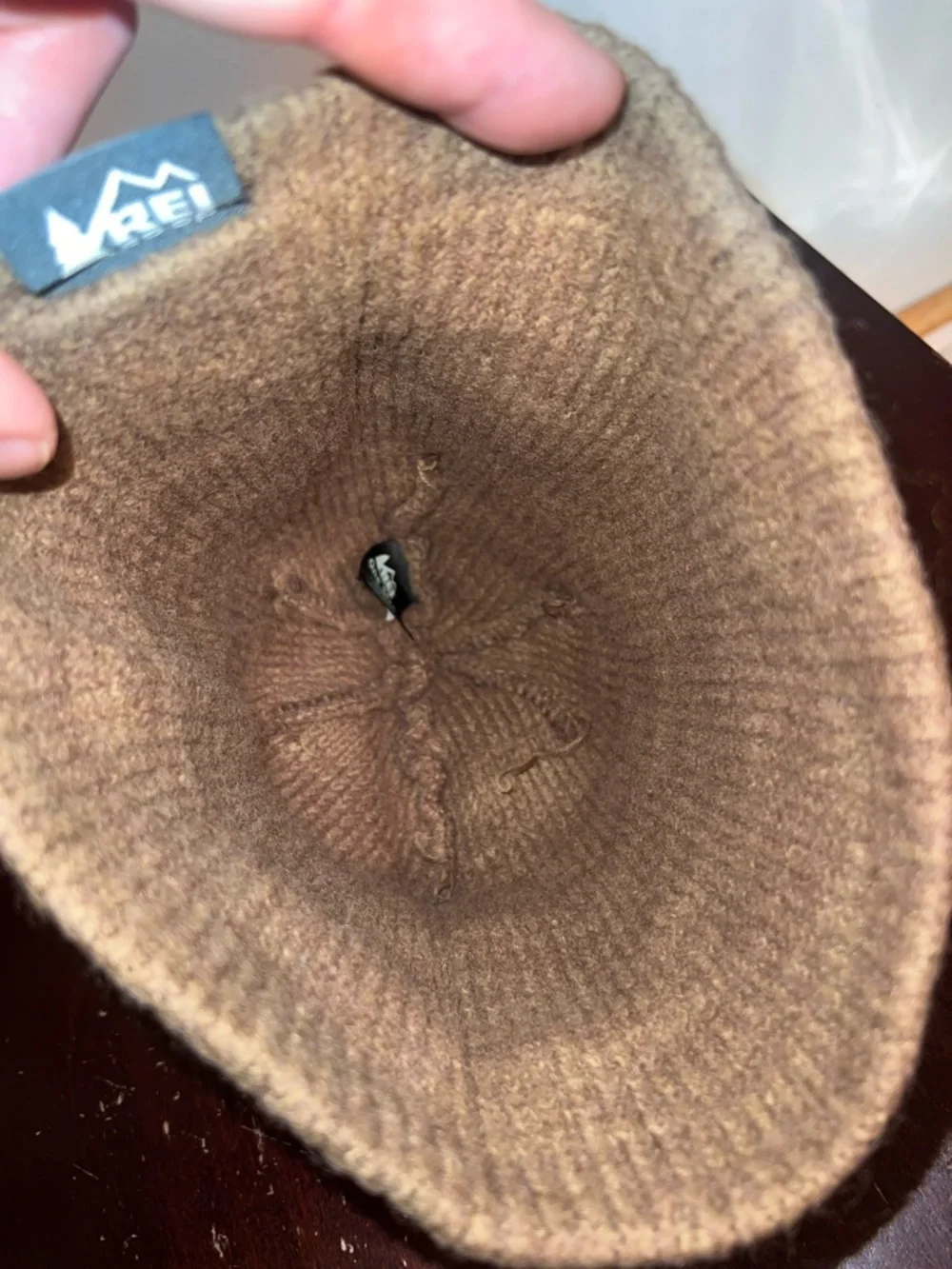 REI Co-Op Wool Blend Logo Winter Beanie Hat in Golden Brown, OSFM